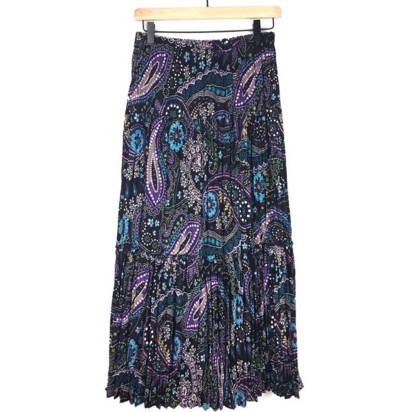 NYC DESIGN CO Skirt Maxi Paisley Peasant Glitter Whimsigoth Accordion Medium - Picture 2 of 8